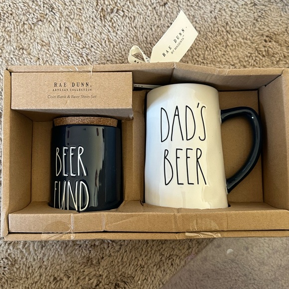 NWT Rae Dunn Dads Beer Fund Coin Bank and Beer Stein/Mug - Picture 1 of 6